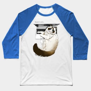 Warm Laptop Cat Baseball T-Shirt